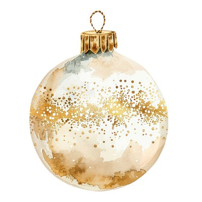 Gold and white Christmas ornament illustration watercolor christmas.