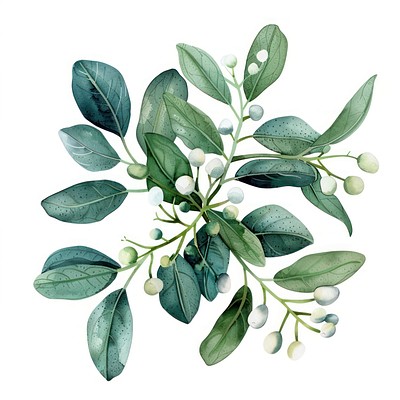 Mistletoe leaves leaf art illustration.