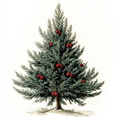 Christmas tree illustration vintage vintage illustration.