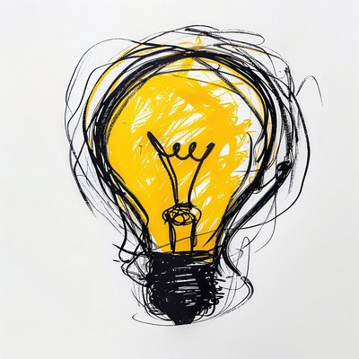 Doodle light bulb drawing sketch yellow.