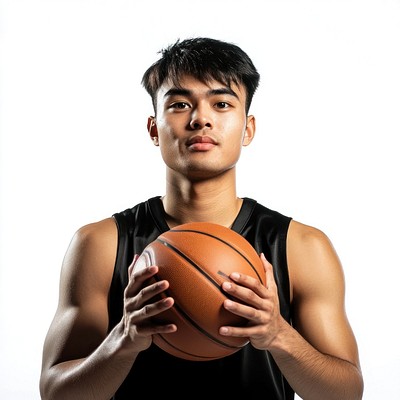 Asian Thai male basketball player photography portrait isolated.