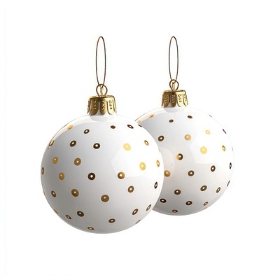 White gold dot 2 bauble balls christmas baubles festive.