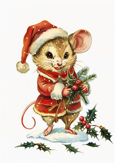 2 mouse character christmas winter animal.