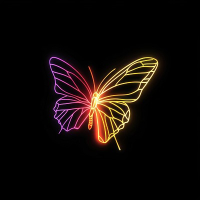 Butterfly 1 wing illustration glowing light.