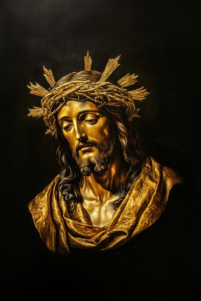 Gold jesus painting art christianity.