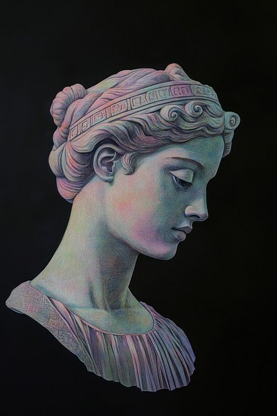 Greek illustration sculpture portrait.