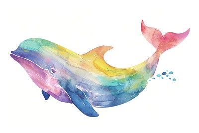 Rainbow illustration watercolor animal.