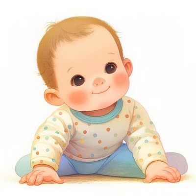 A cute baby illustration children's crawling.