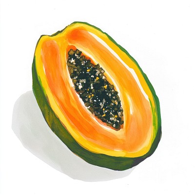 Papaya illustration fruit watercolor.