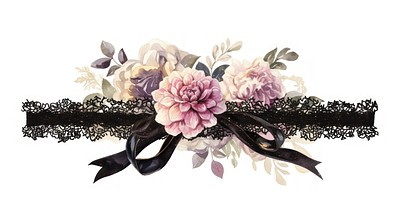 Illustration flowers dahlia ribbon.