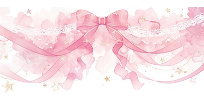 Star with pink and white lace illustration watercolor ribbon.