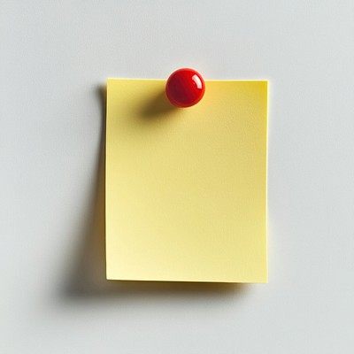 Yellow sticky note pin paper red.