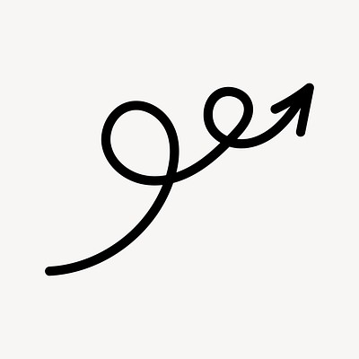 Curved arrow line drawing illustration vector