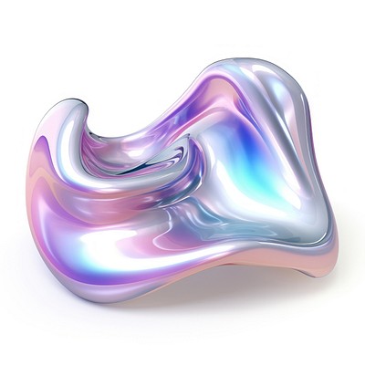 Melt curve shape metal iridescent white background accessories creativity.