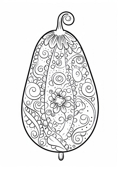 Turkish cucumber doodle sketch pattern. 