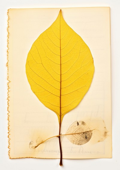 Pressed a greene lemon leaf plant paper creativity.