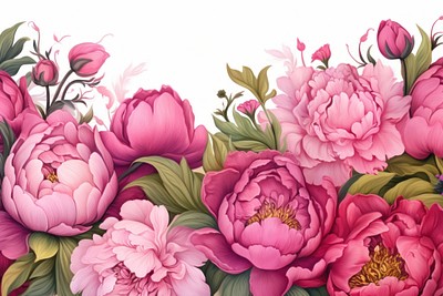 Peony line horizontal border backgrounds pattern flower.