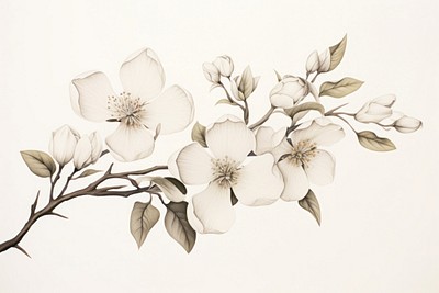 Botanical illustration floral flower blossom drawing.