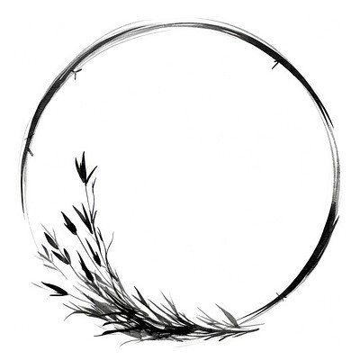 Stroke outline grass frame drawing circle sketch.