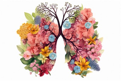 Lungs flower plant white background.