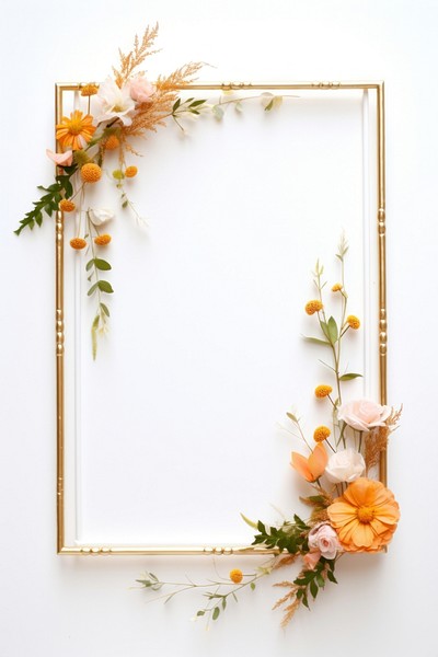 Wreath flower frame gold.