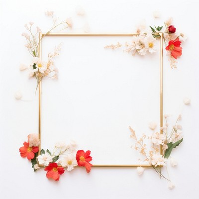 Flower wreath frame white background.