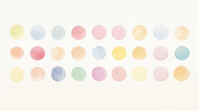 Big rainbow dots as line watercolour illustration backgrounds pattern white background.