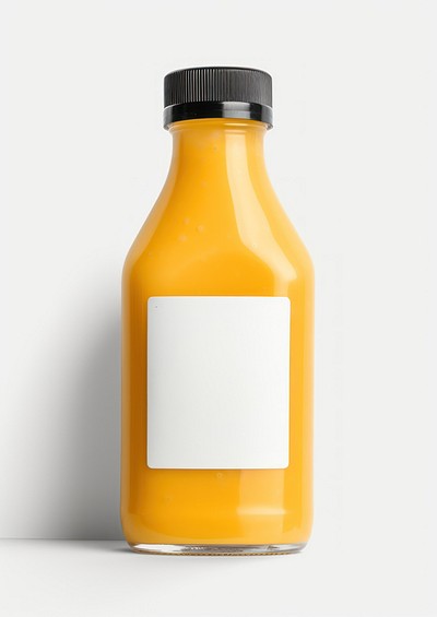 Cheese sauce bottle with label  juice drink white background.