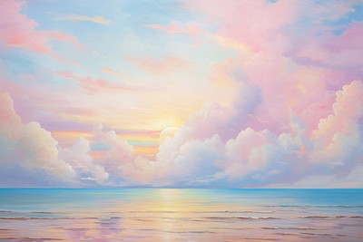 Sunset at beach cloud backgrounds landscape.