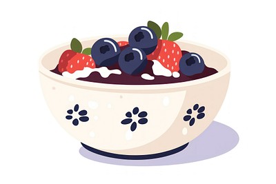 Flat design Acai bowl blueberry dessert fruit.