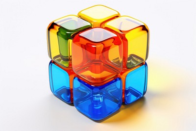 Glass toy white background rubik's cube.