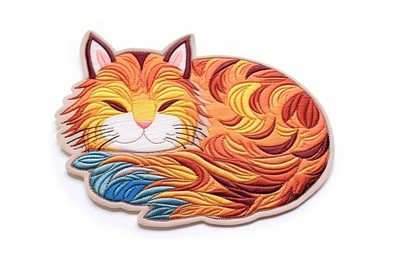 Cat sleeping embroidery pattern drawing. 