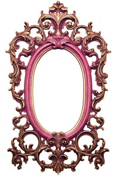 Retro mirror frame white background.