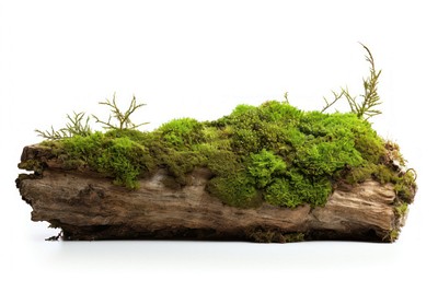 Fresh green moss on rotten trunk plant tree tranquility.