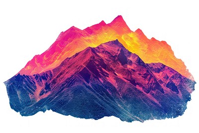 Mountain Risograph style volcano nature white background.