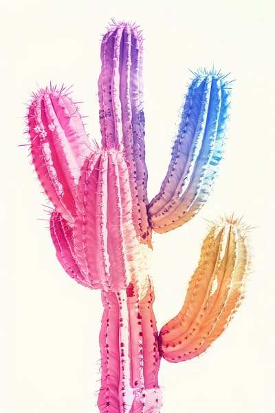 Cactus Risograph style cactus plant white background.