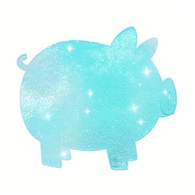 Blue Piggy bank icon shape pig white background.