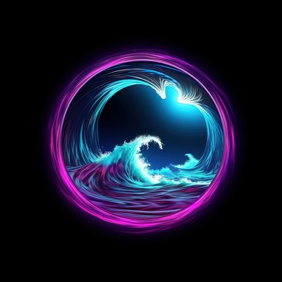 Neon Picture ocean light circle purple.