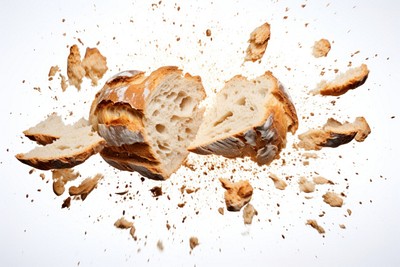 Bread food white background viennoiserie.