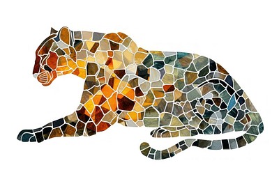 Mosaic tiles of leopard animal mammal shape.