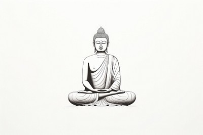 Illustration of buddha drawing sketch representation.