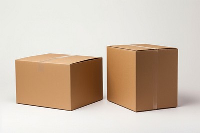 One open and one closed cardboard box simplicity carton white background.