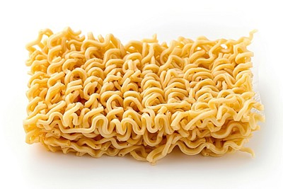 Instant noodles pasta food white background.