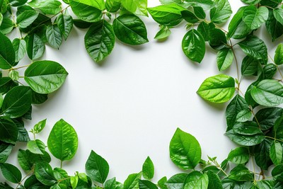 Green leaves frame backgrounds plant herbs.