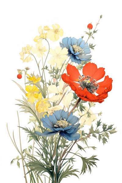 An isolated wildflower painting plant art.