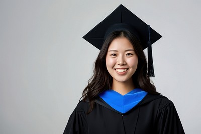 Happy chinese woman student graduation university.