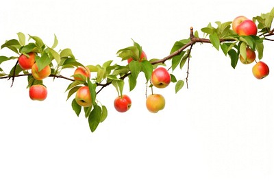 Hanging apple tree branches plant fruit food.