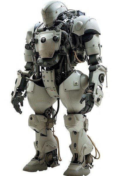 Combat robot white white background protection.