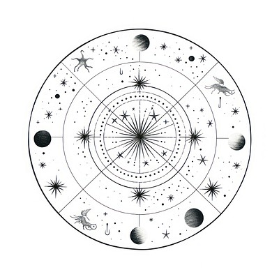 Celestial aries zodiac drawing line monochrome.