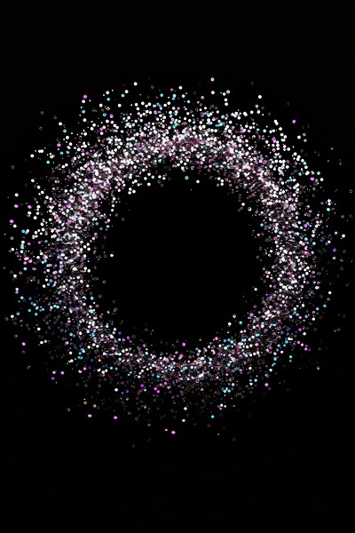 Confetti frame sparkle light fireworks night black background.